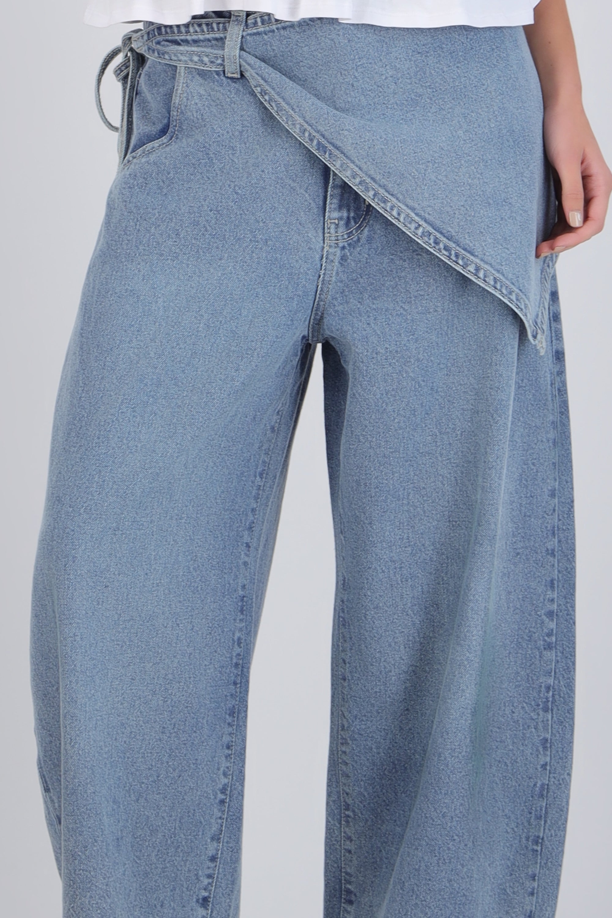 Jeans barrel pañuelo denim