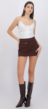 Falda mini con cinturon
