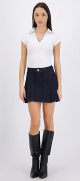 Mini falda denim tableada