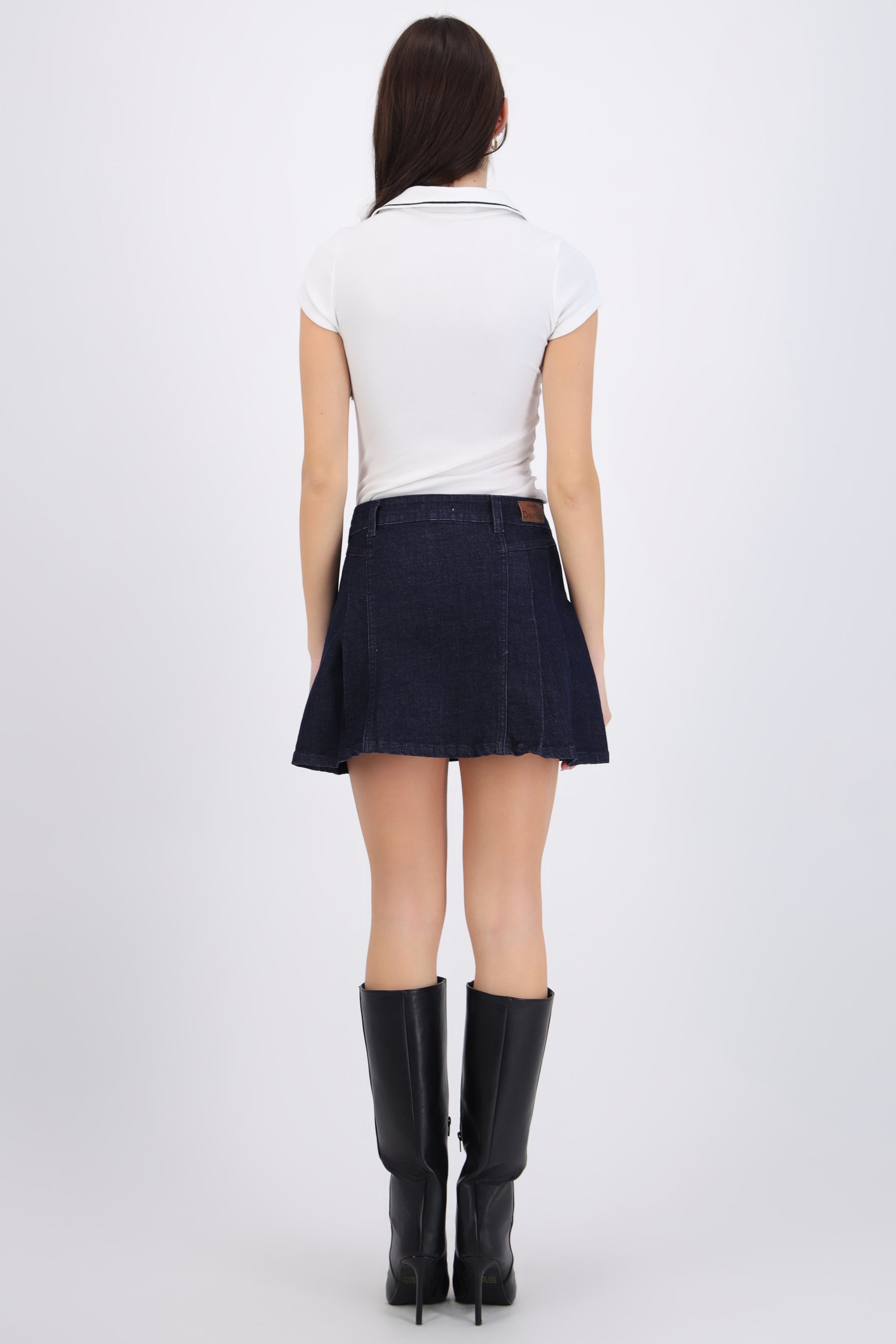 Mini falda denim tableada