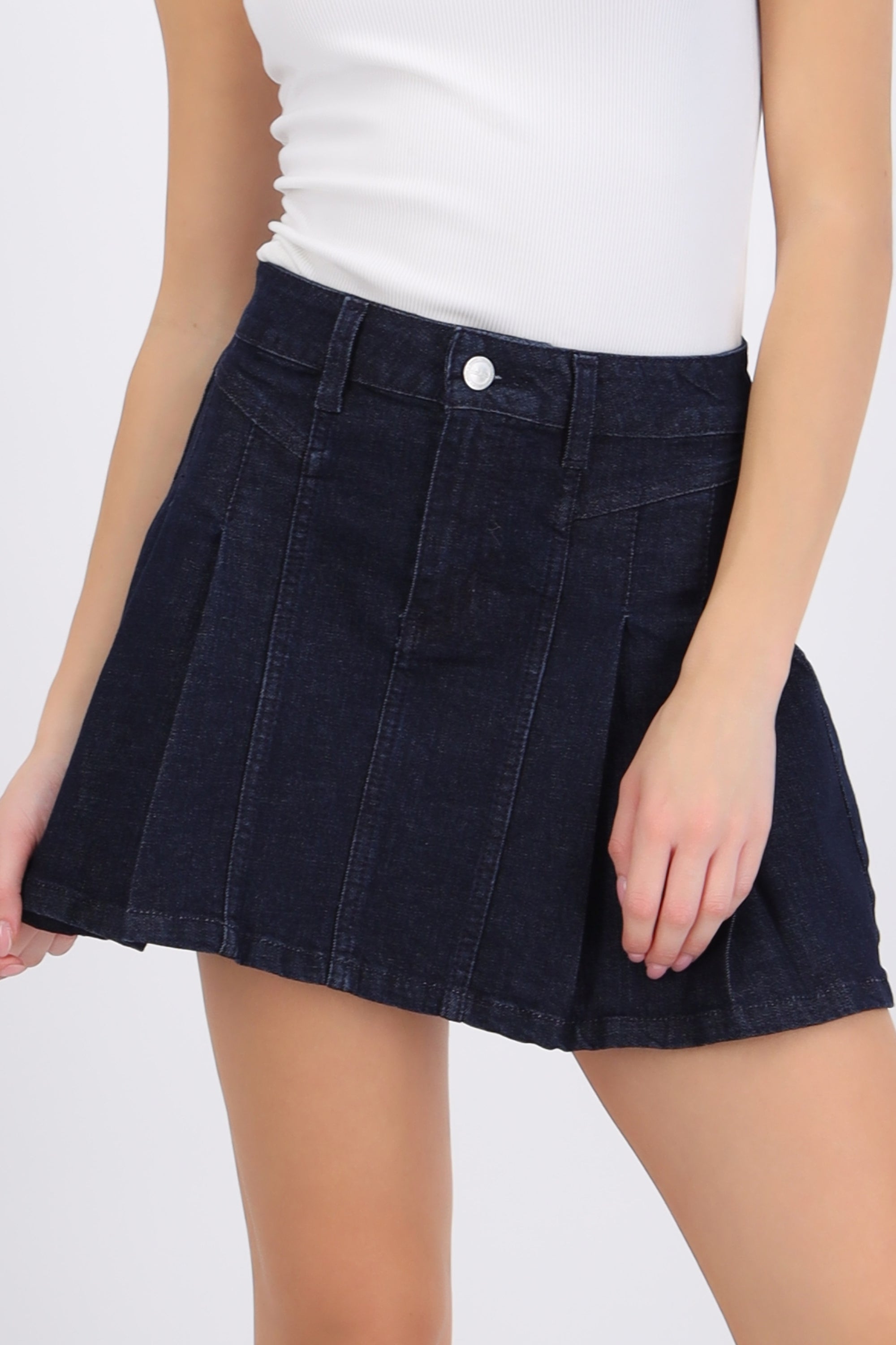 Mini falda denim tableada