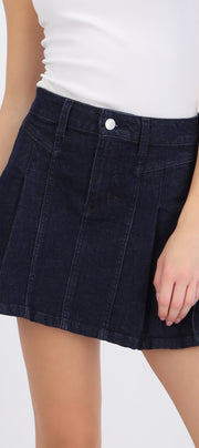 Mini falda denim tableada