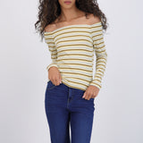 Top rayas off shoulder
