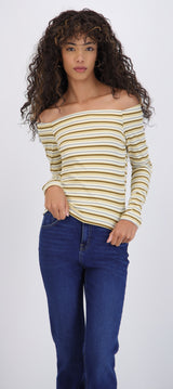 Top rayas off shoulder