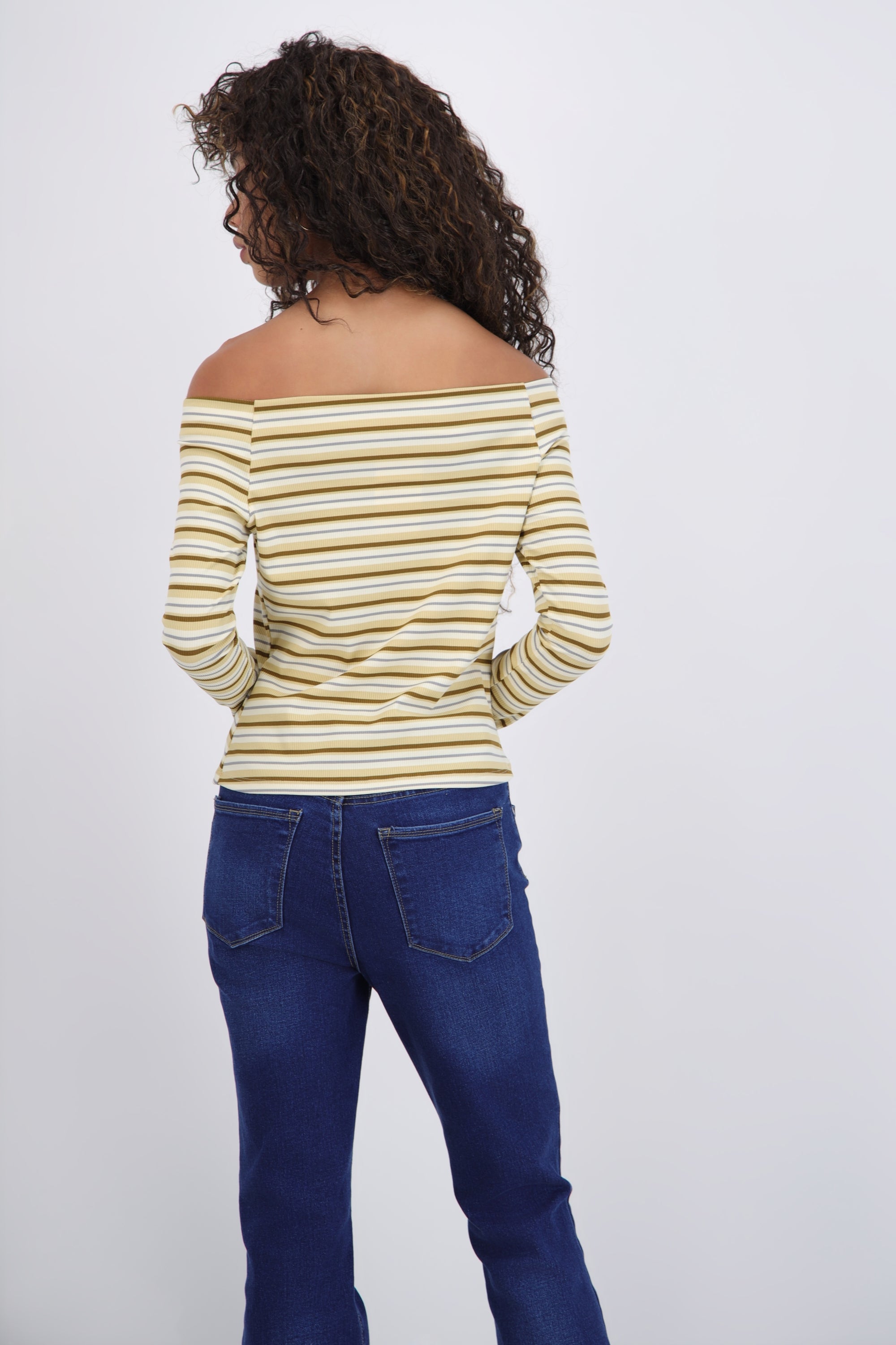 Top rayas off shoulder