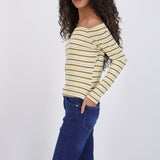Top rayas off shoulder