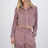 Camisa crop de rayas con transparencia