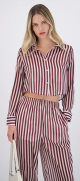 Camisa crop de rayas con transparencia