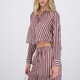 Camisa crop de rayas con transparencia