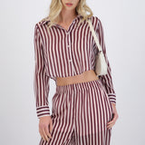 Camisa crop de rayas con transparencia