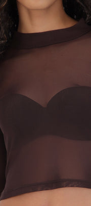 Top mesh manga larga