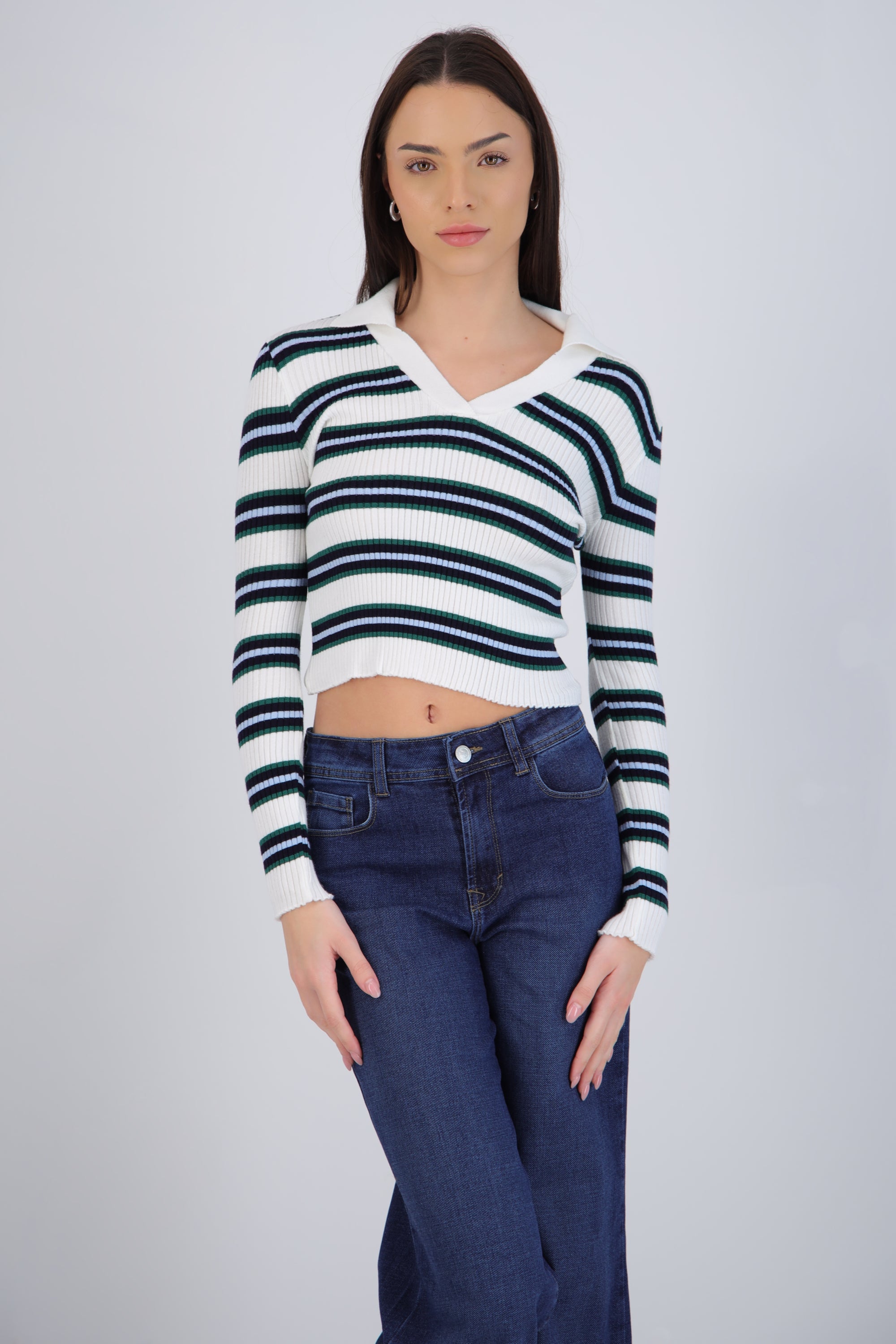 Top rayas cuello polo