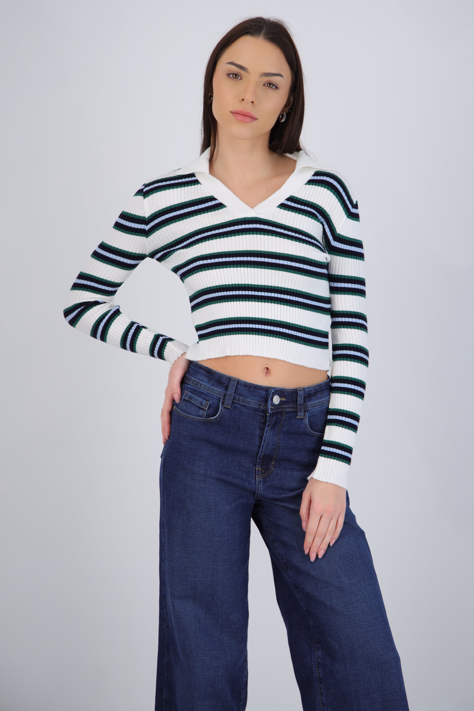 Top rayas cuello polo