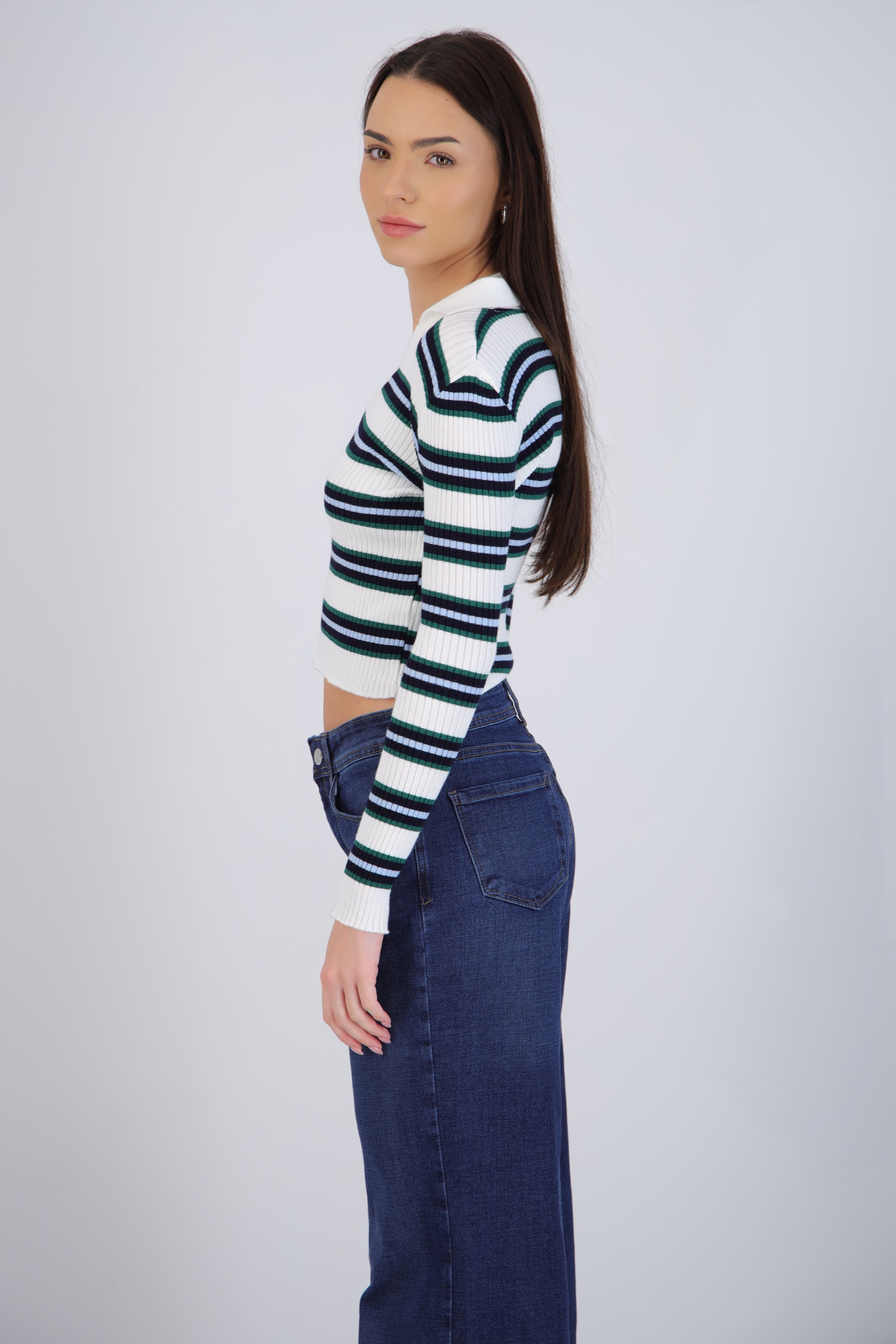 Top rayas cuello polo