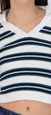 Top rayas cuello polo