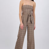 Jumpsuit strapless de cuadros