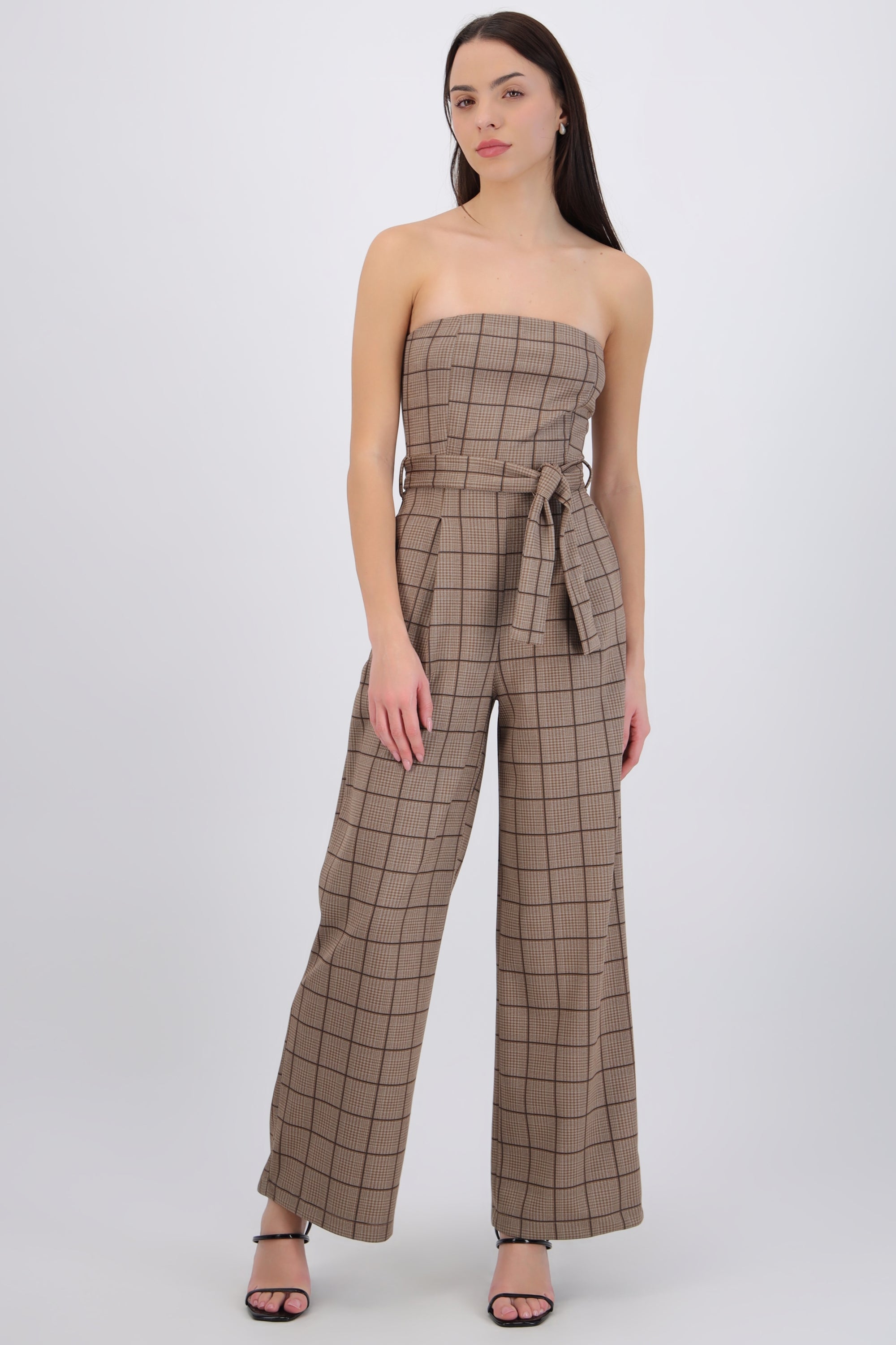 Jumpsuit strapless de cuadros