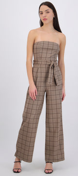 Jumpsuit strapless de cuadros