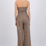 Jumpsuit strapless de cuadros