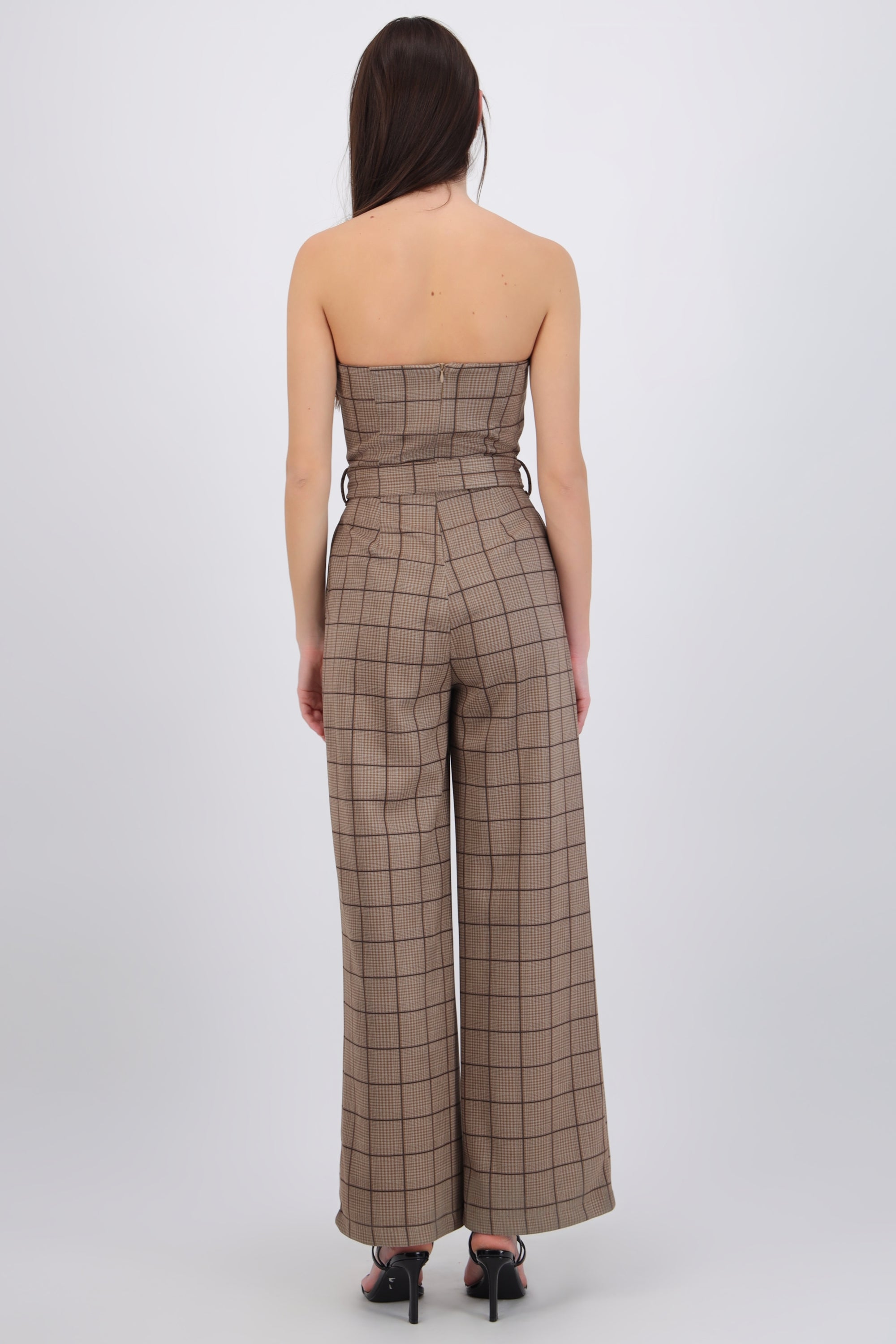 Jumpsuit strapless de cuadros