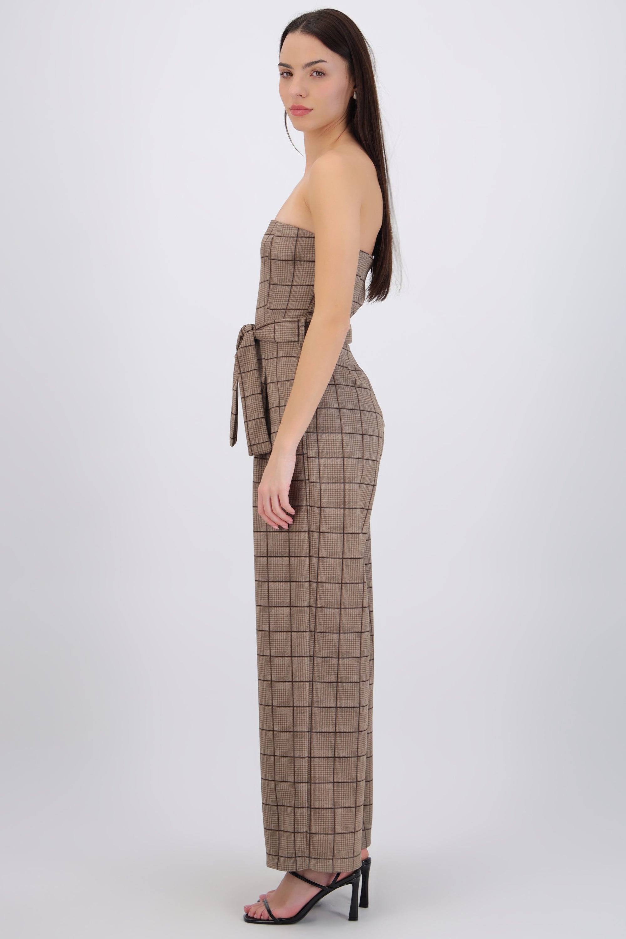Jumpsuit strapless de cuadros
