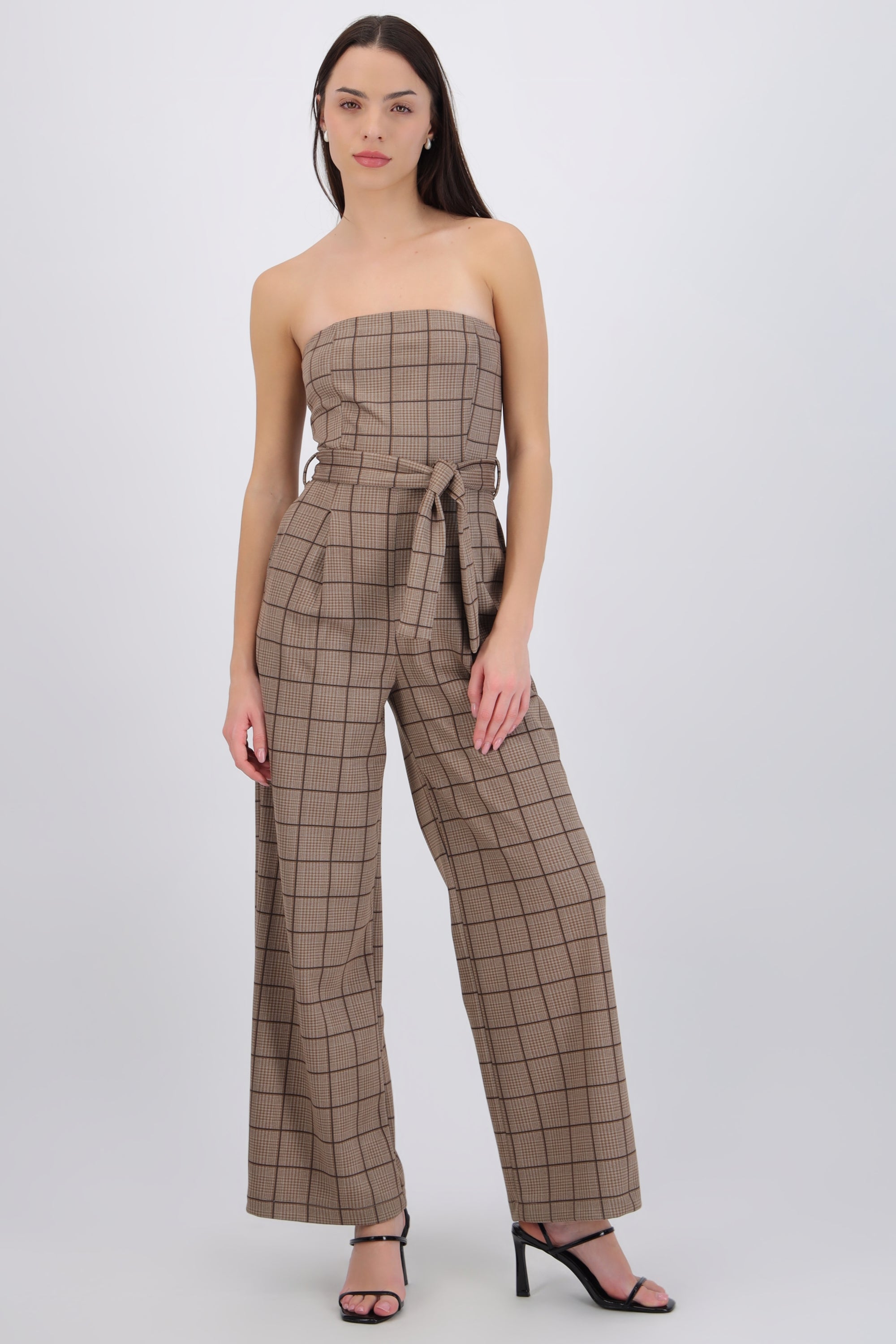 Jumpsuit strapless de cuadros