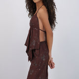 Top halter con copas flores de lentejuelas