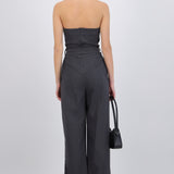 Jumpsuit mini rayas strapless