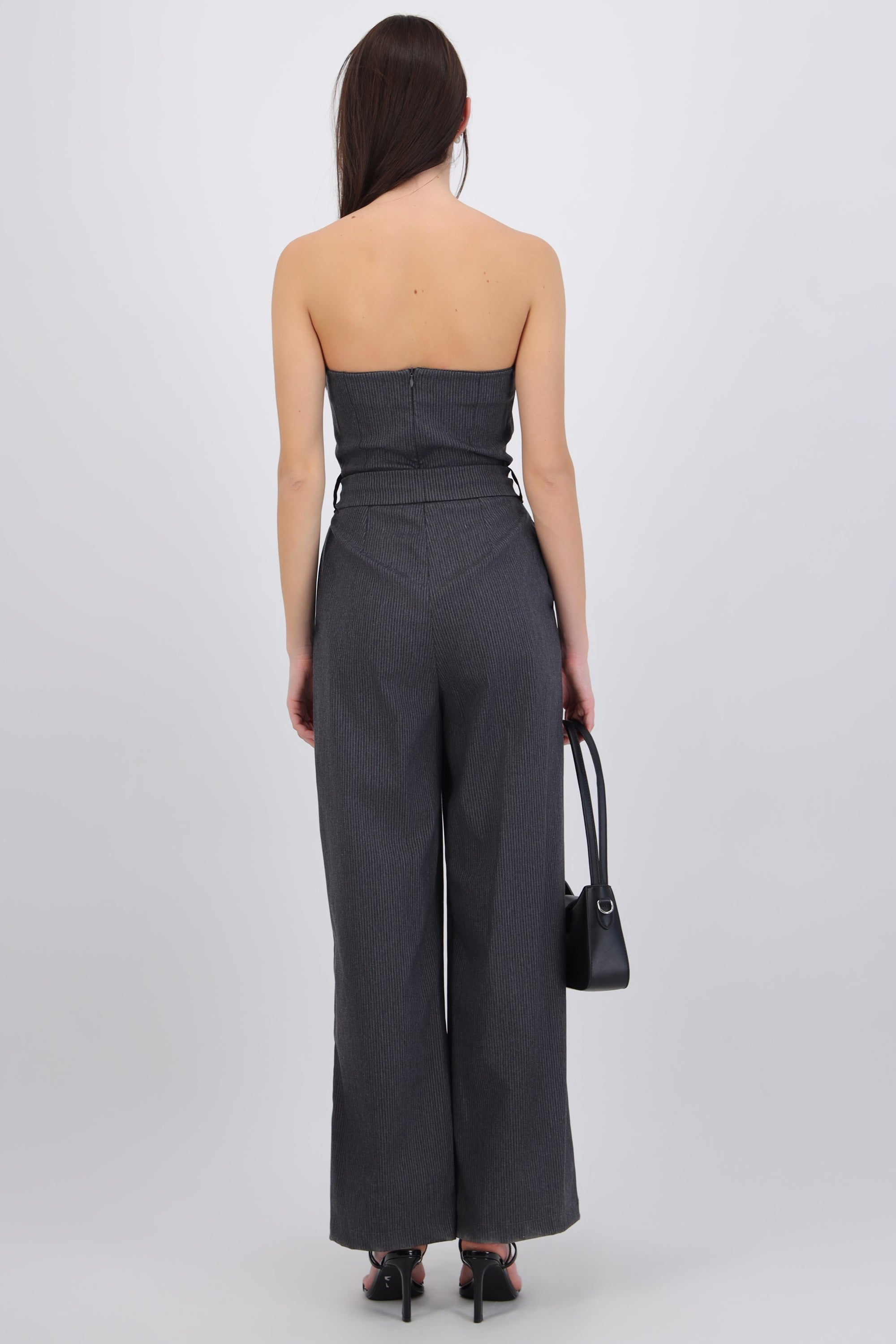 Jumpsuit mini rayas strapless