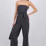 Jumpsuit mini rayas strapless
