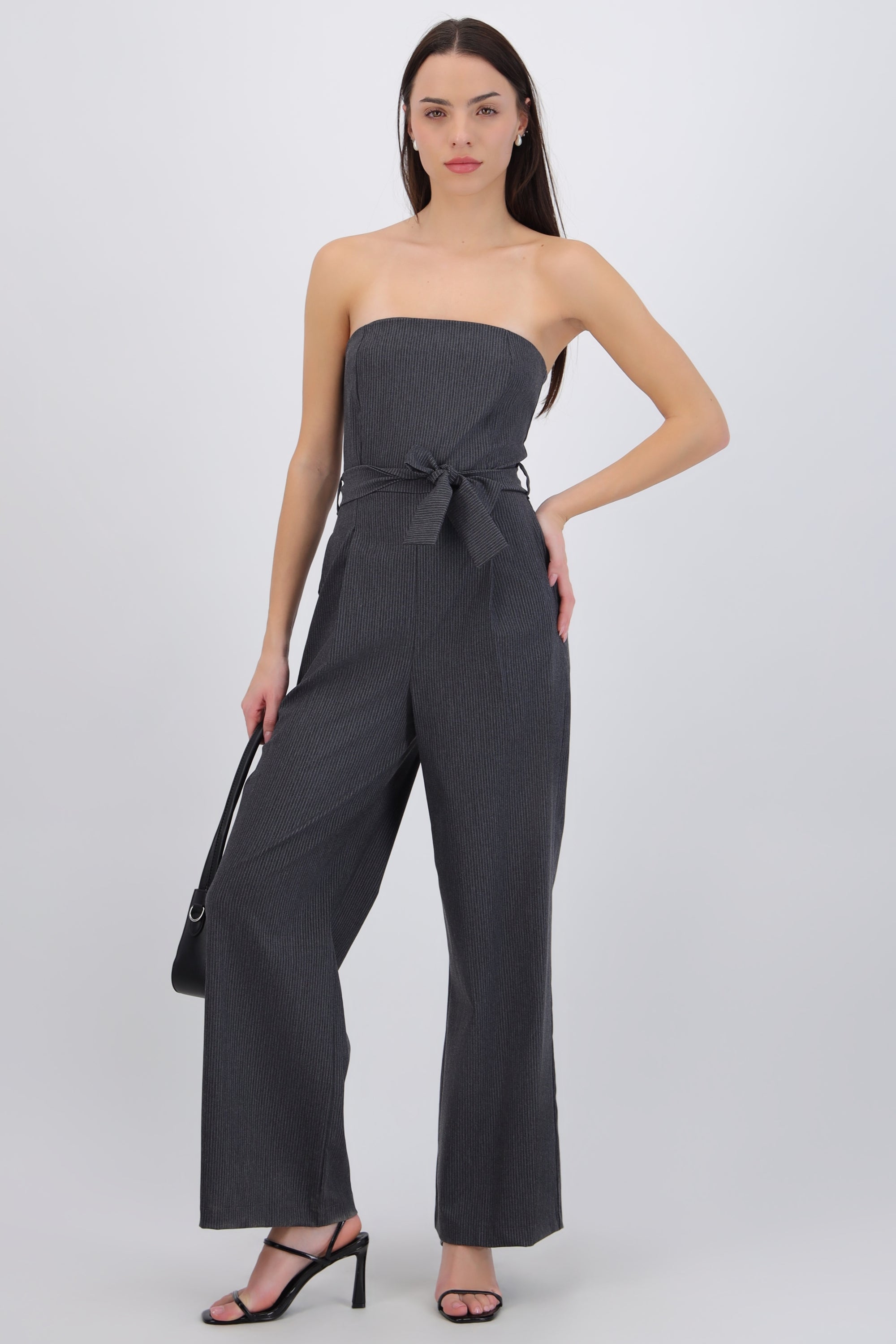 Jumpsuit mini rayas strapless