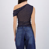 Top one shoulder polka dots