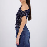 Top one shoulder polka dots