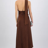 Vestido maxi halter con brillos