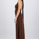 Vestido maxi halter con brillos