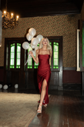 Vestido maxi tirantes drapeado