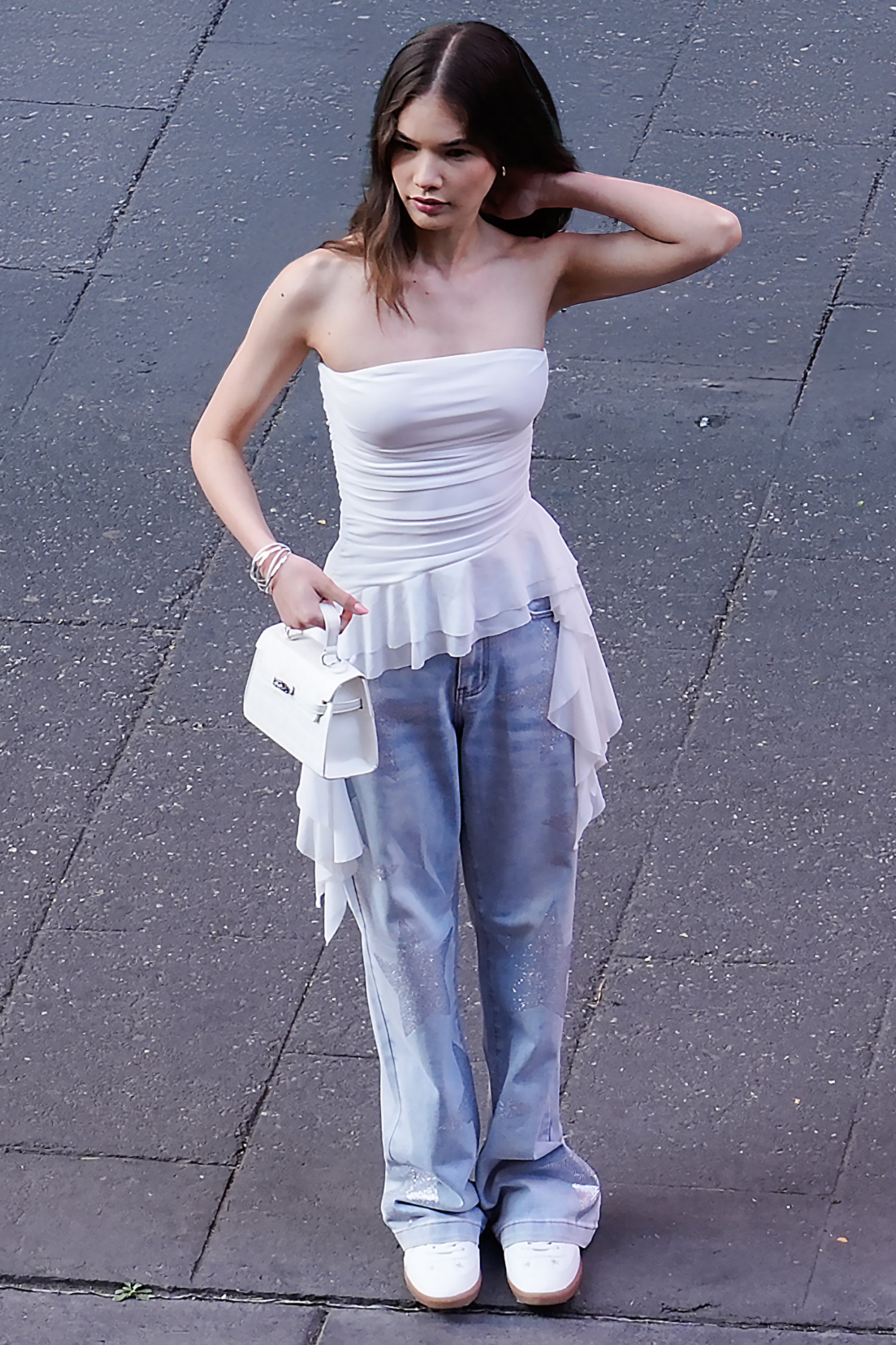 Jeans wide leg estrellas LIGHT WASH