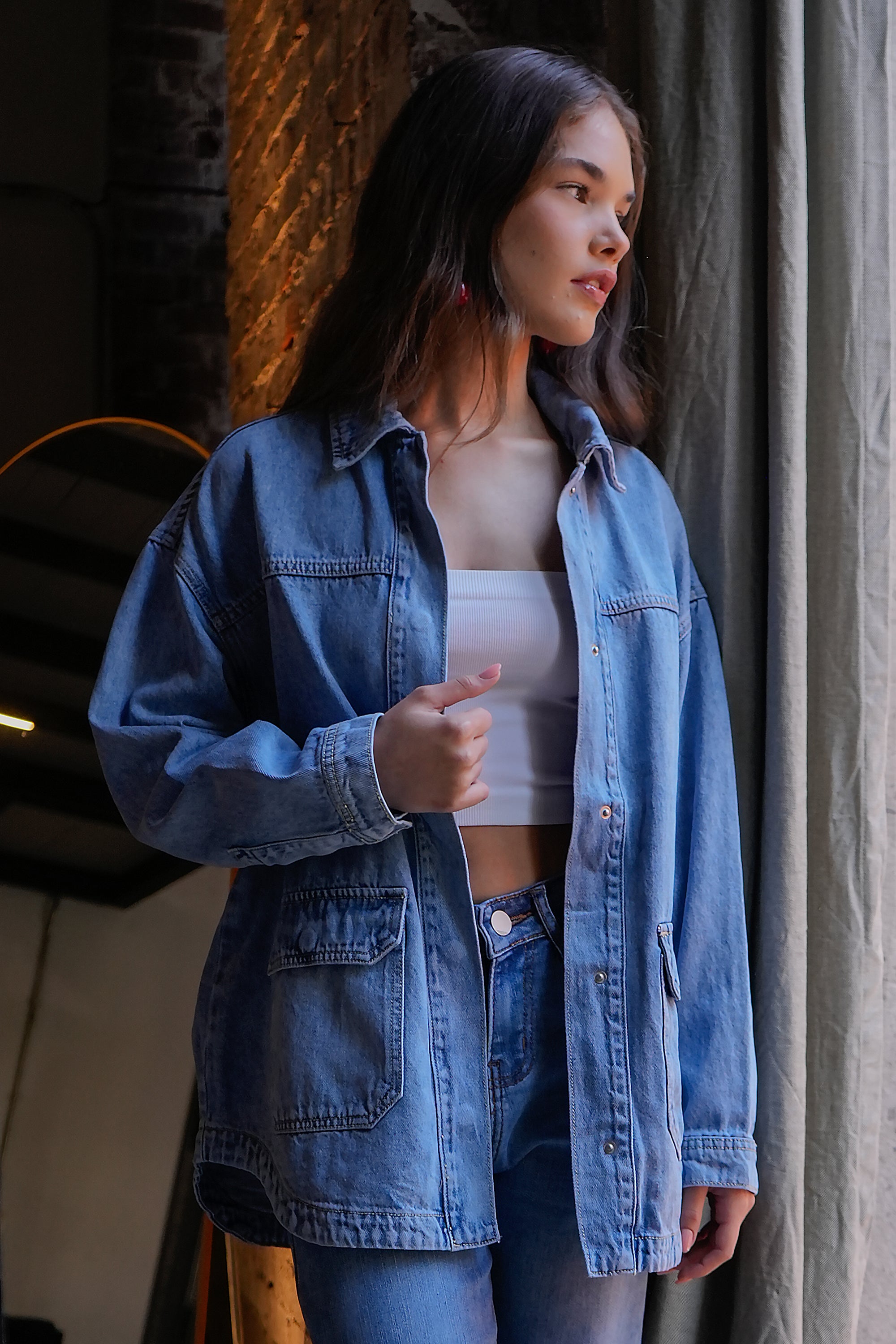 Chamarra oversize bolsas LIGHT WASH