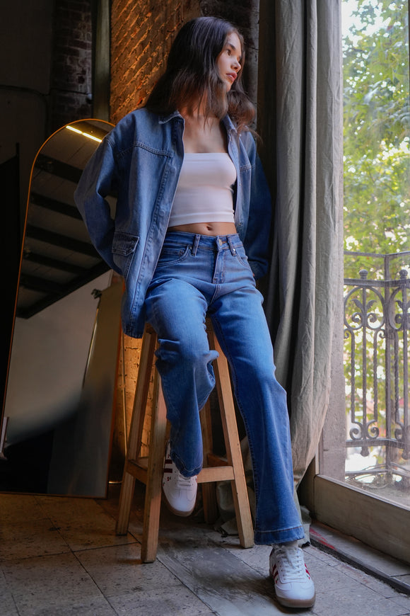 Jeans wide leg amplios