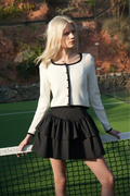 Cardigan escote cuadrado contraste