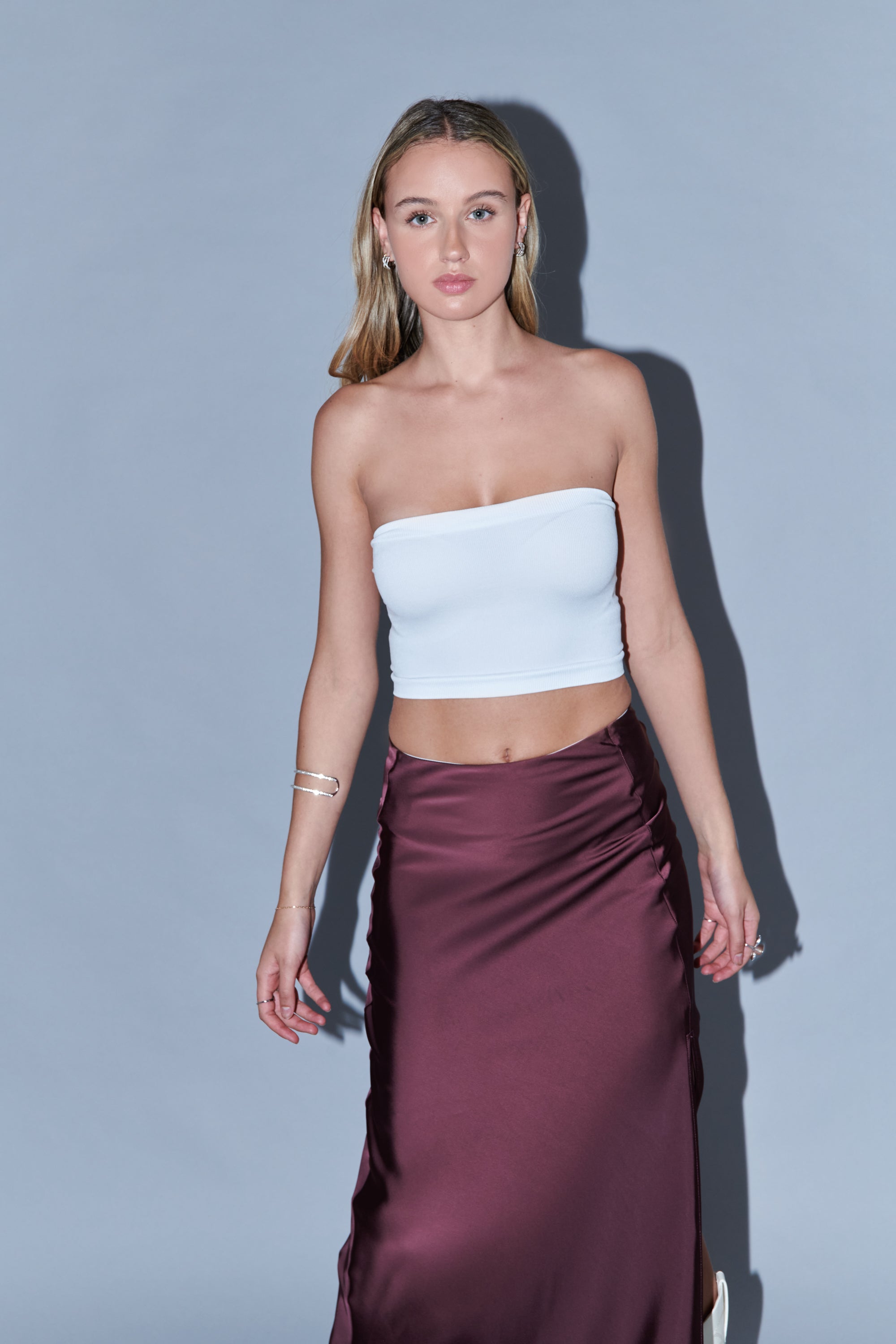 Top Tubo Strapless Rib BLANCO