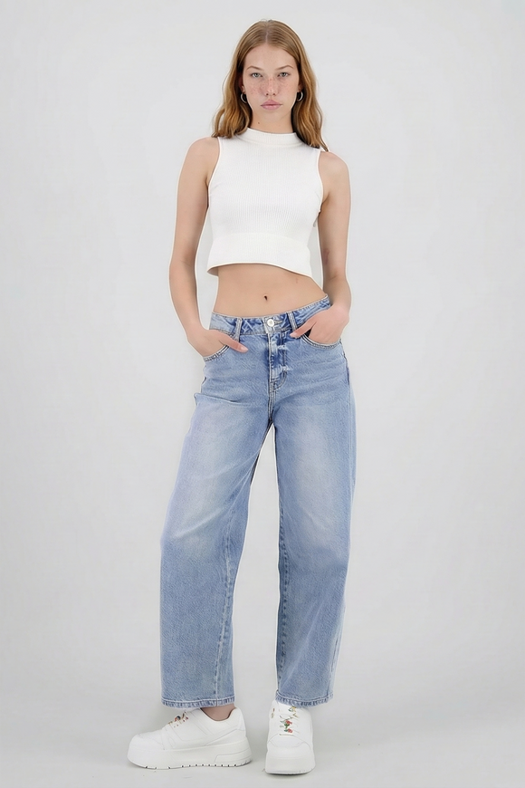 Jeans barrel mid rise