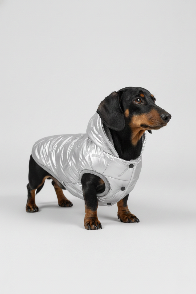 Chamarra puffer para mascota PLATA
