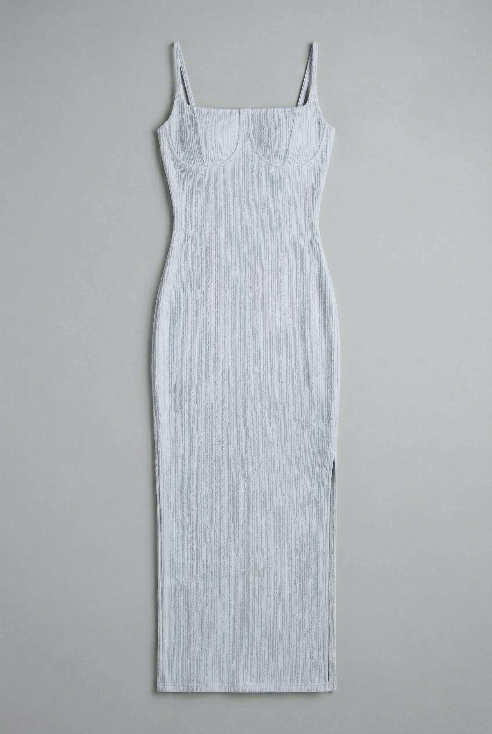 Vestido maxi copa textura AZUL PASTEL