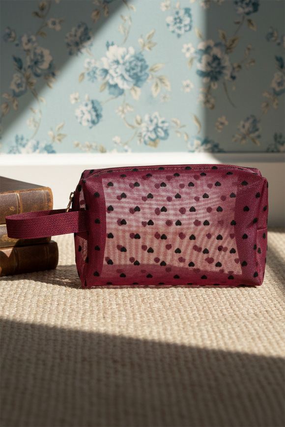 Cosmetiquera corazones velvet