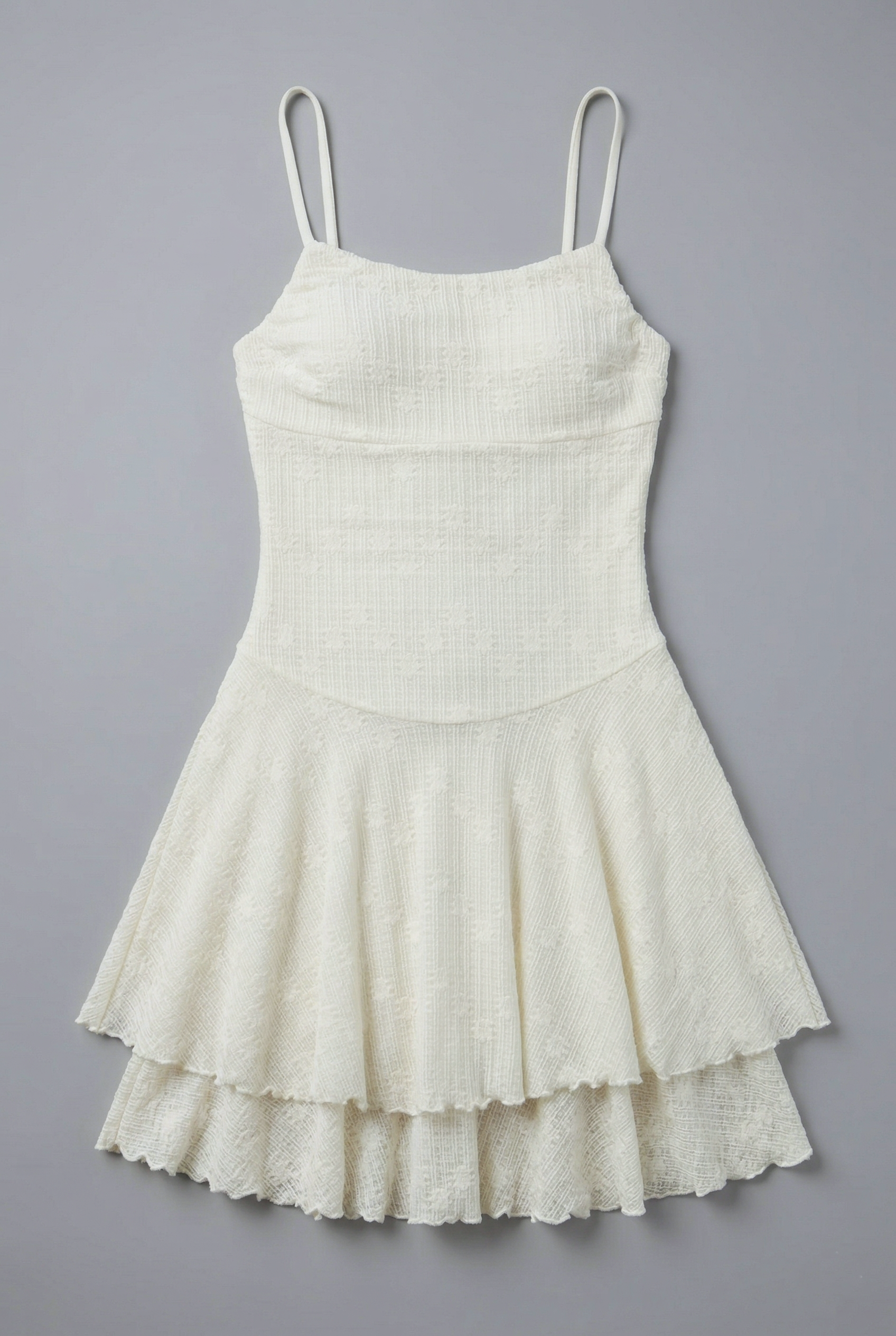 Vestido mini olanes encaje CREMA