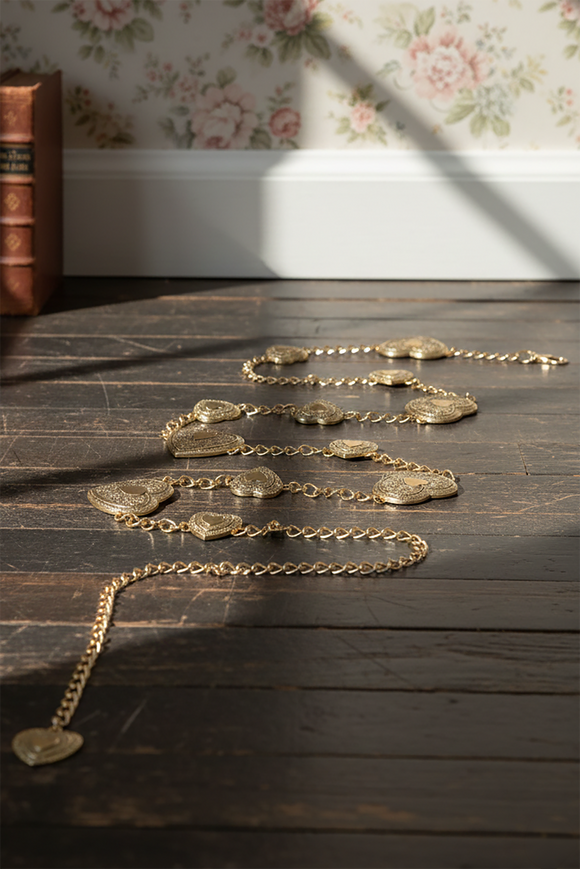 Cinturon cadena corazones