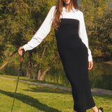 Vestido maxi doblez liso