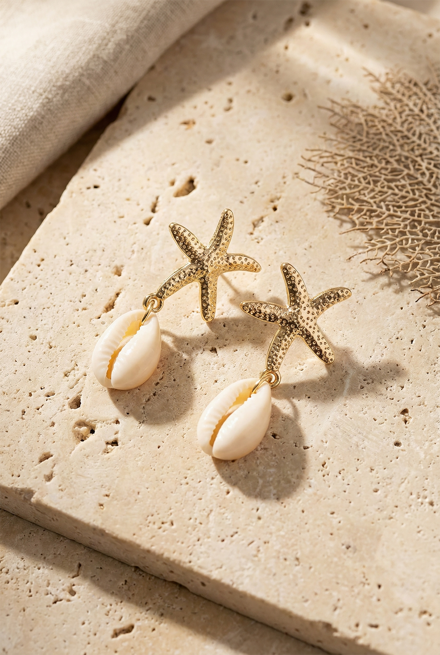 ARETES CONCHA ESTRELLA DE MAR