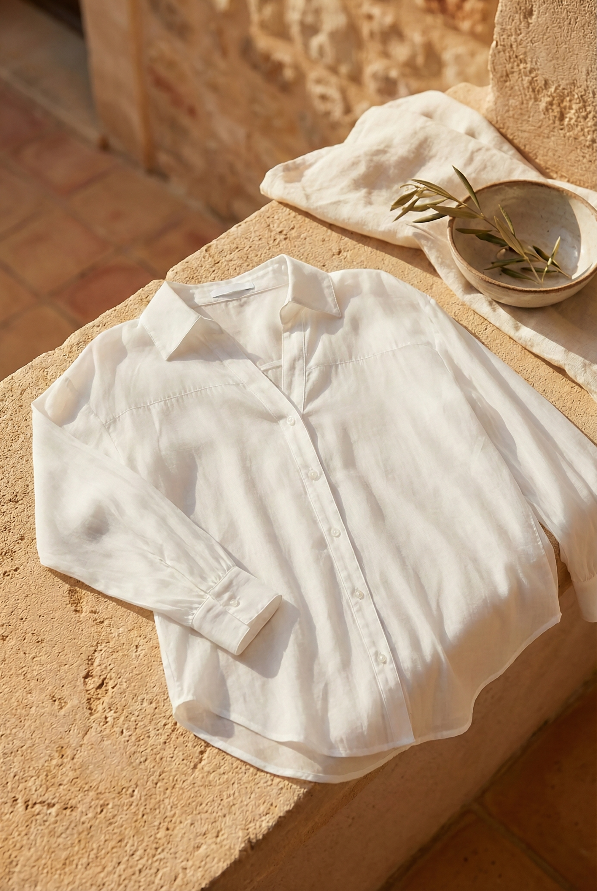 Camisa manga larga cuello BLANCO